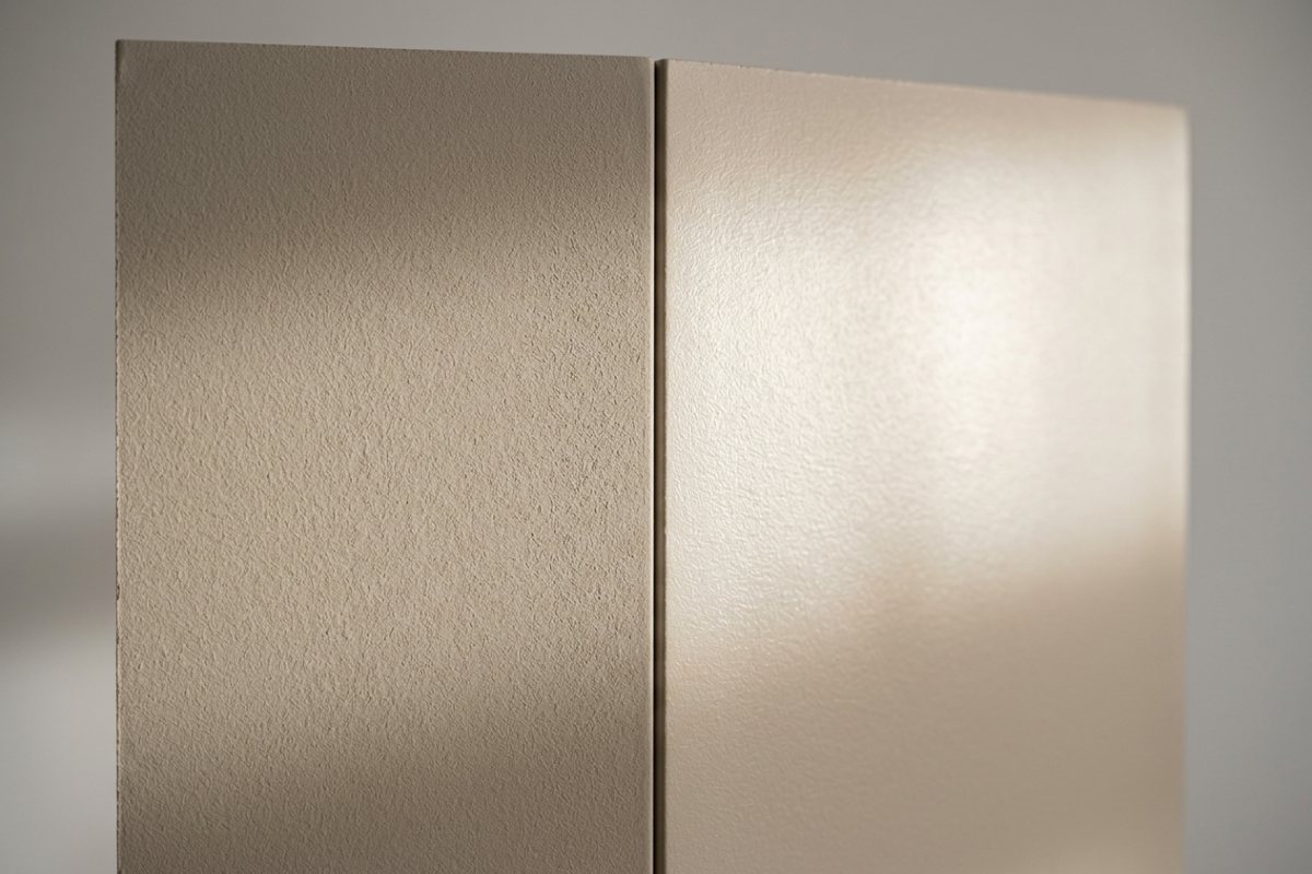 Eggshell paint finish beside satin showing the difference in sheen
